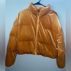 Fabletics orange puffer jacket